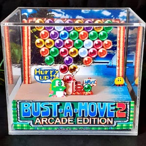 Bust-a-Move 2 Acrylic Cube Diorama, Handmade Arcade Puzzle Game Display