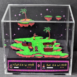 ToeJam & Earl Acrylic Cube Diorama, Handmade Sega Genesis Display