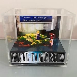 Final Fantasy VII Acrylic Cube Diorama, Handmade PS1 RPG Display