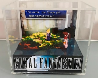Final Fantasy VII Acrylic Cube Diorama, Handmade PS1 RPG Display