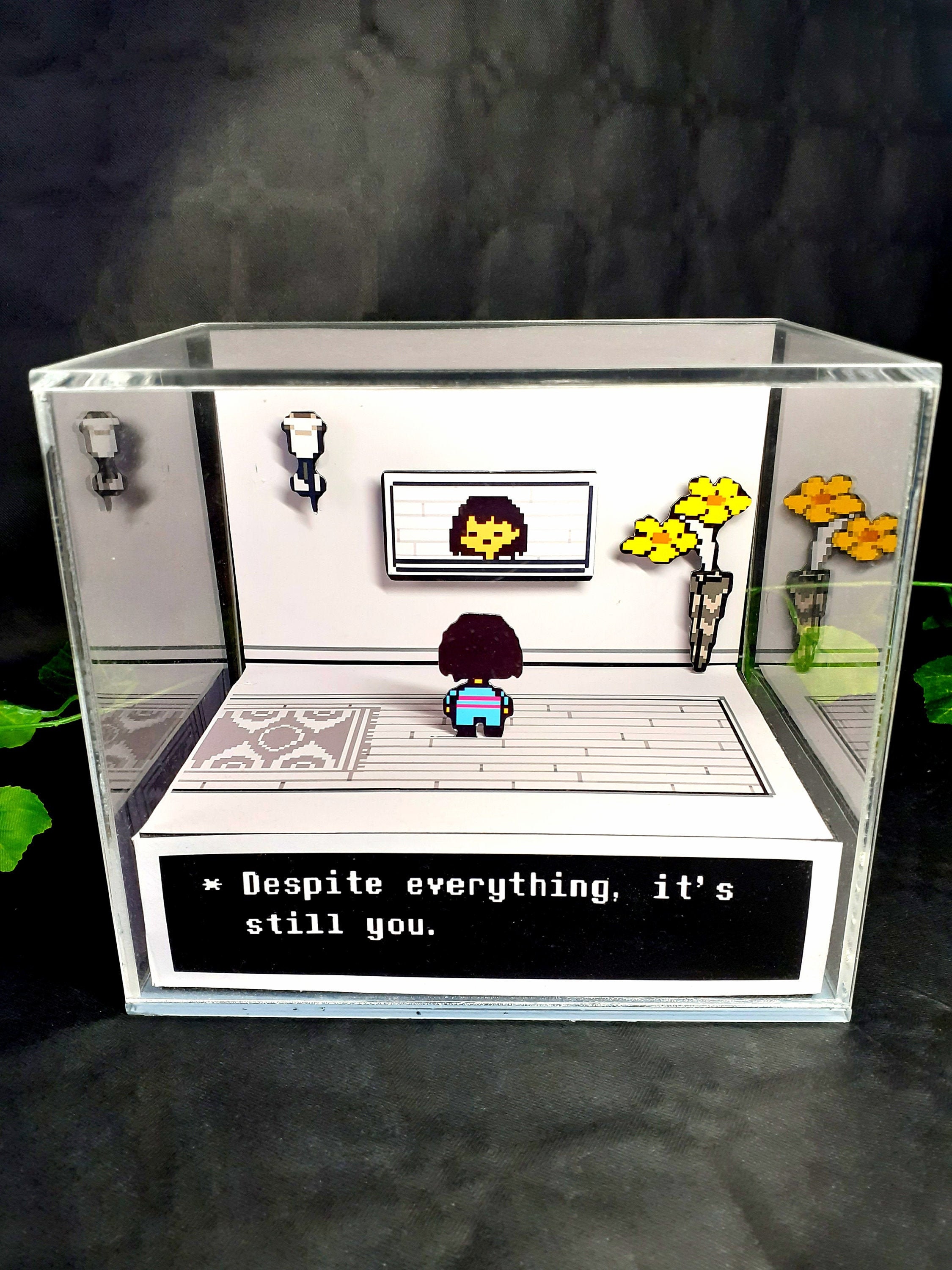 Undertale Frisk Sans Battle Handmade Diorama - Retro Gaming Cube