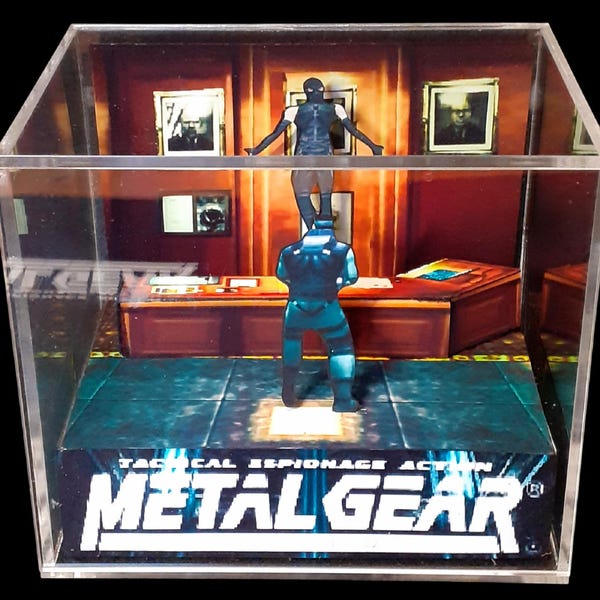Metal Gear Solid Acrylic Cube Diorama, Handmade PS1 Game Display