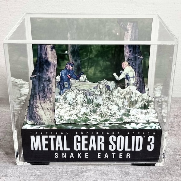 Metal Gear Solid 3 Cube Diorama - 3D Videogame - Gift for Gamer - Shadow Box - Miniature