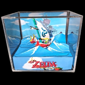Zelda Wind Waker Cube Diorama - 3D Videogame - Gift for Gamer - Shadow Box - Miniature