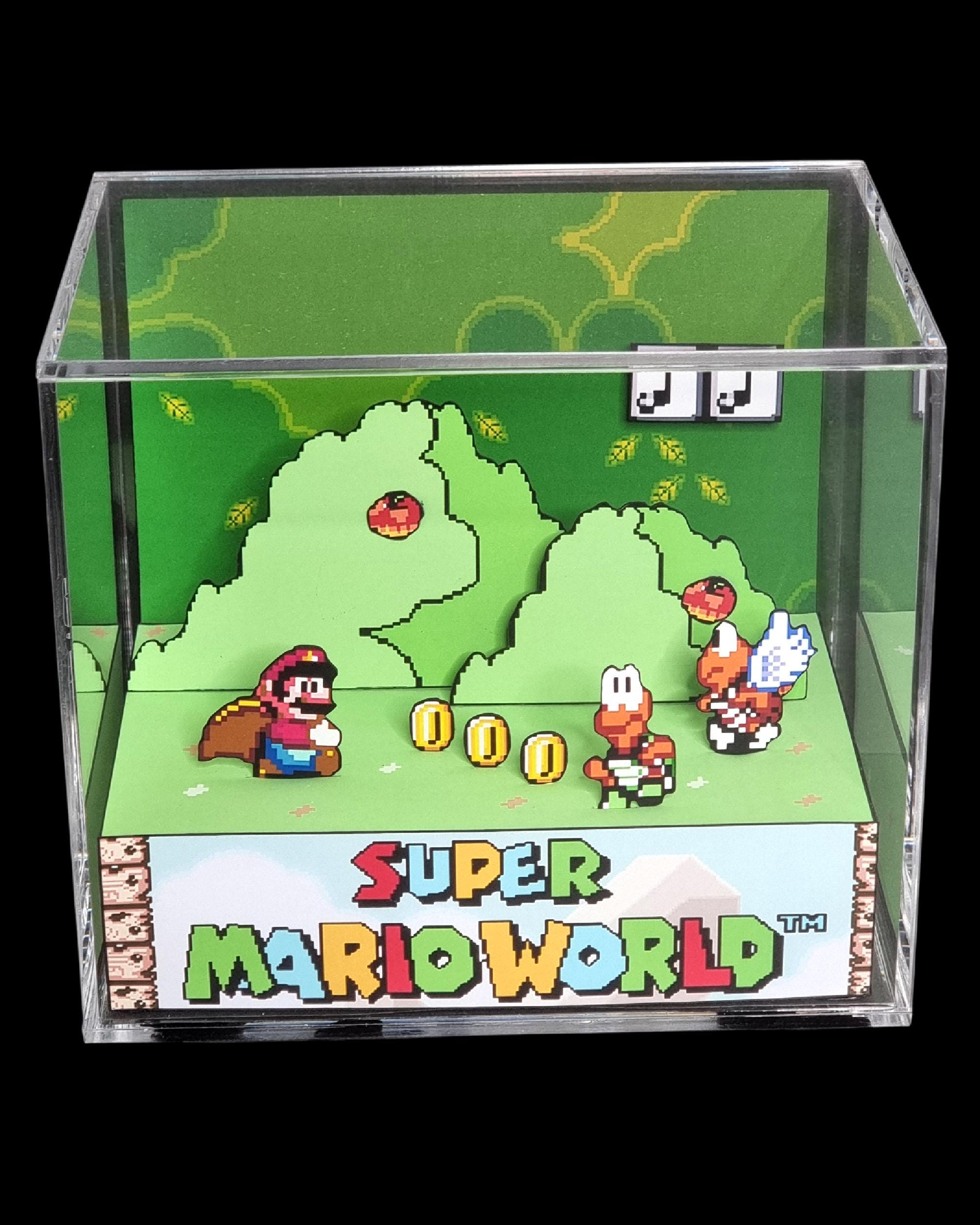 Super Mario World Cube Diorama - 3D Videogame - Gift for Gamer