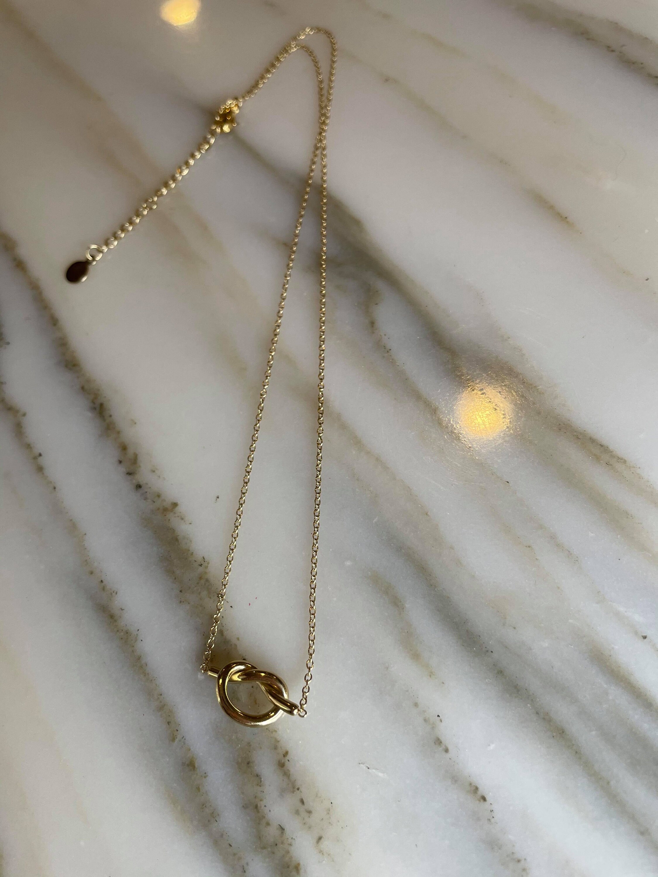 Heart Knot 18k Gold Necklace, Love Knot Necklace, Dainty Heart Knot