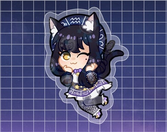 Chibi Zodiac Cat Girl Holo Keychain (2.5")