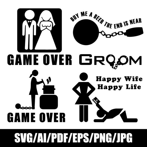 Digital Files - Vector / Weddings / Bachelor Parties / Wedding / Game Over / svg, ai, pdf, eps, png, jpg
