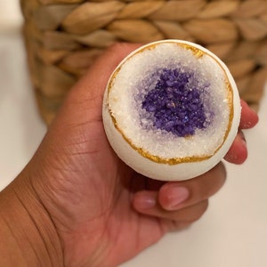 Purple Geode, Bath Bomb, Purple Lover, Valentines Day Gift, Amethyst, Vegan, for Her, For Mom, Holiday gift, From Husband, Valentines Day