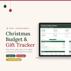 Christmas Budget & Gift Tracker Spreadsheet, Holiday Planner (Digital Download)