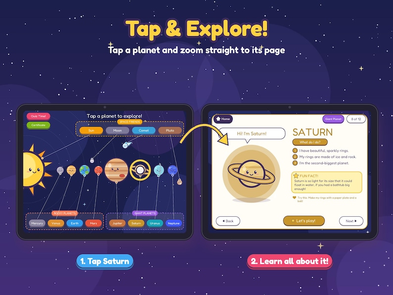 Solar System Interactive PDF for Kids, Clickable Planets Book, Space