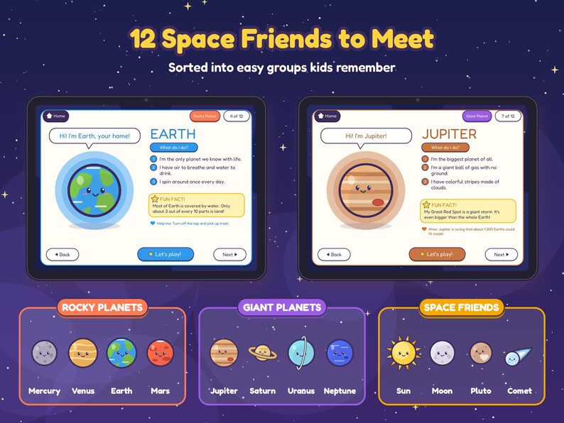 Solar System Interactive PDF for Kids, Clickable Planets Book, Space