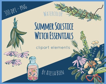 CLIPART: Summer Solstice, Litha, Witch