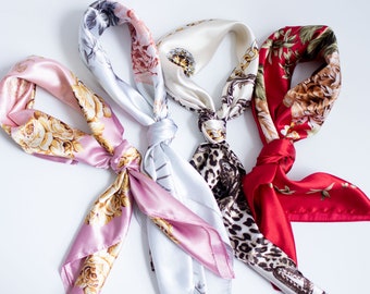 Silk scarf, Head wraps for women, Head scarf, hair scarf, head wrap, scarf top, hair bandana, silk head scarf, large 90cm square/satin scarf