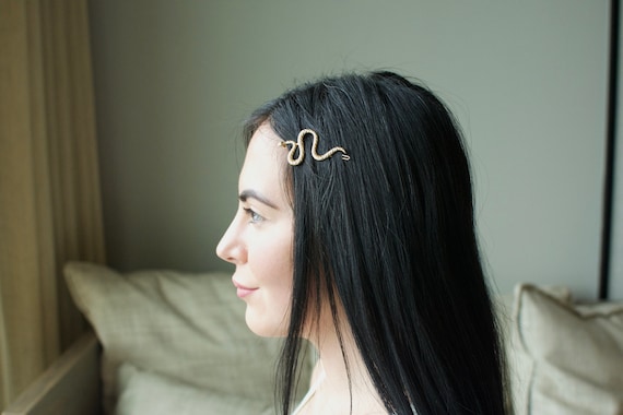 Gold Snake Hair Barrette, Gold Serpent Hair Pin,metal Snake 