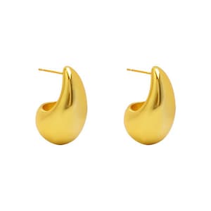 Kylie Earrings, Gold Teardrop Hoop Earrings, 18k Gold Hoops, Kylie ...