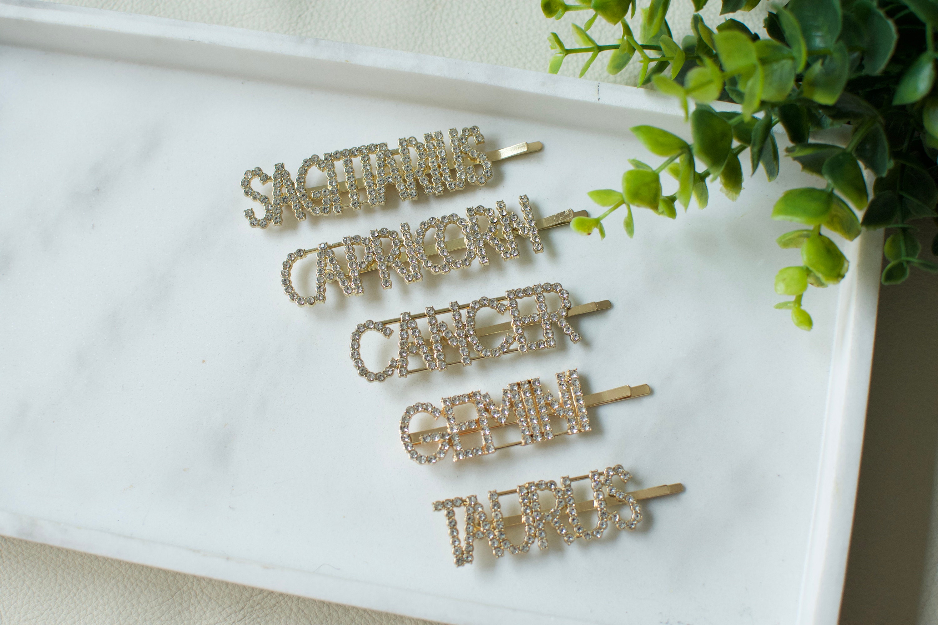 Sagittarius Bobby Pin, Rhinestone Astrology Zodiac Sign Gold  display picture 2