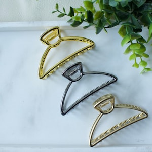 Large hair clip, Hair accessories, Gold hair clip