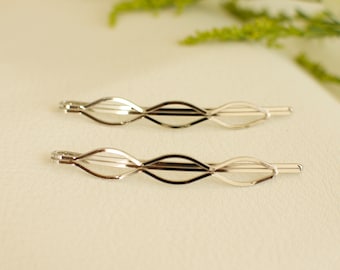 2 Pcs Minimalist Bobby Pin ~ Geometric Shape Barrette ~ Gold Silver Minimalist Hair Pin, Simple Hair Clip Personalized gift, Gifts for women