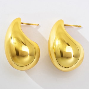 Kylie Earrings, Gold Teardrop Hoop Earrings, 18k Gold Hoops, Kylie ...