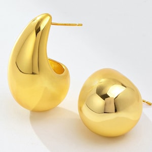 Kylie Earrings, Gold Teardrop Hoop Earrings, 18k Gold Hoops, Kylie ...