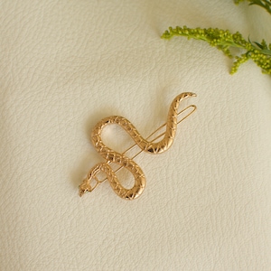 Snake Hair Clip, Hair barrette, hair pin, hair clips, gold minimalist hair clip, snake barrette, vintage hair clip, back to school hair clip image 5