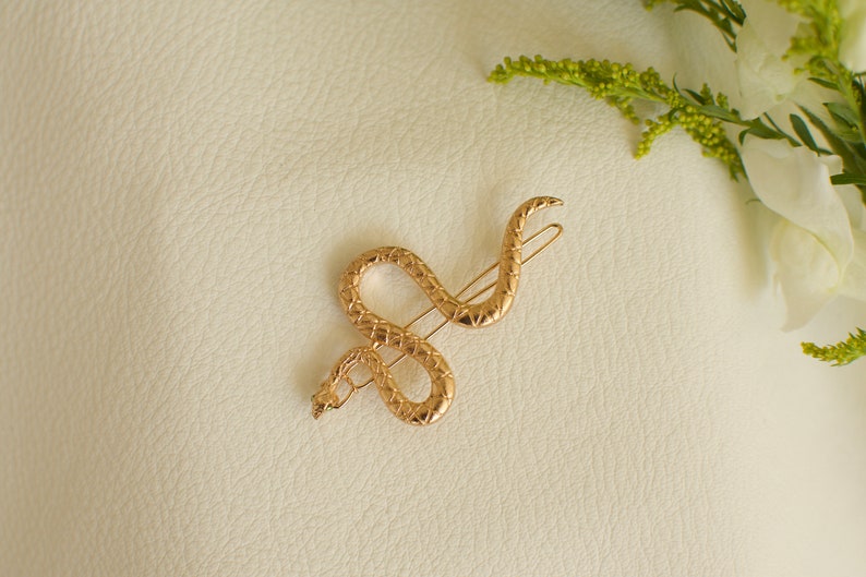 Snake Hair Clip, Hair barrette, hair pin, hair clips, gold minimalist hair clip, snake barrette, vintage hair clip, back to school hair clip image 5