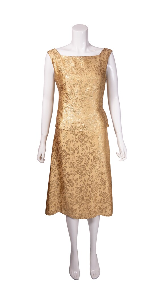 Vintage 1960s Gold Brocade Cocktail Dress