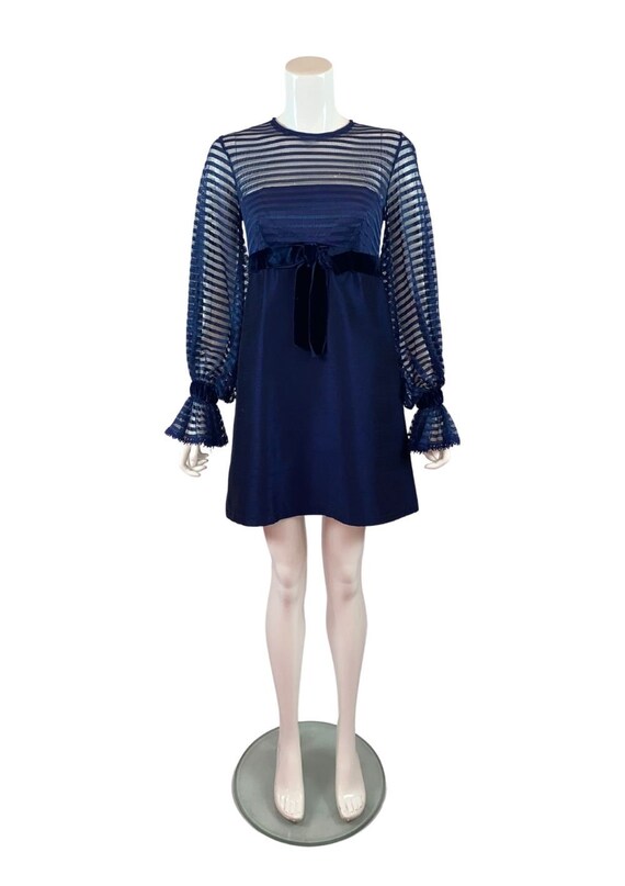 Vintage 1960s Jean Varon Navy Blue Dress