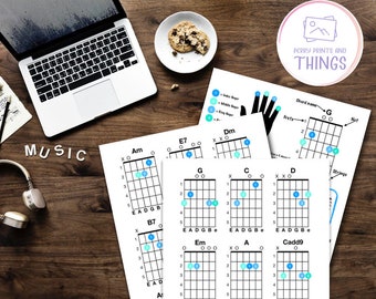 Tabla de acordes de guitarra para principiantes: guía imprimible (descarga digital)