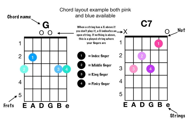 Guide Button Chord Layout Beginner Guitar Chord Chart – Printable Chord Guide (digital Download ...