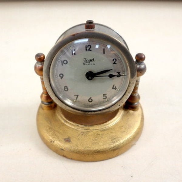 Antique Jerger ANKER travel clock with alarm function.