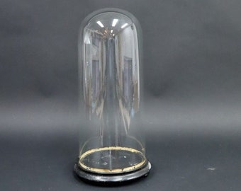 Antique Belgian glass dome with wooden base