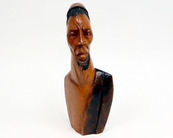 Hand-carved wooden statue African man