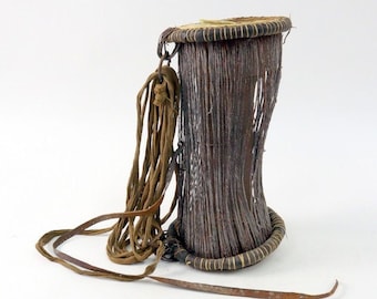Antique African drum with wooden interior