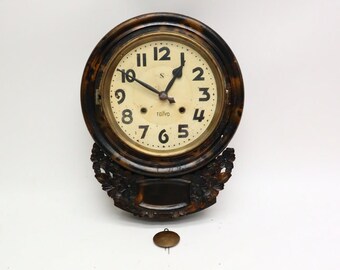 Antique wooden wall clock, restoration project.