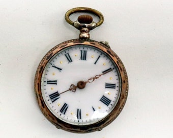 Antique silver pocket watch "REMONTON" with gold facets