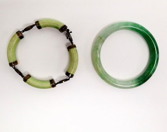 Two cintage bracelets in JADE and silver