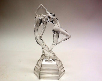 Vintage crystal glass statue dance couple