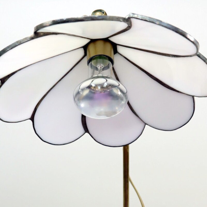 Vintage Brass Desk Lamp With Mother Of Pearl Stained Glass Shade Odista Com Vintage Brass Desk Lamp With Mother Of, Vintage Leaded Glass Shade Light Fixture