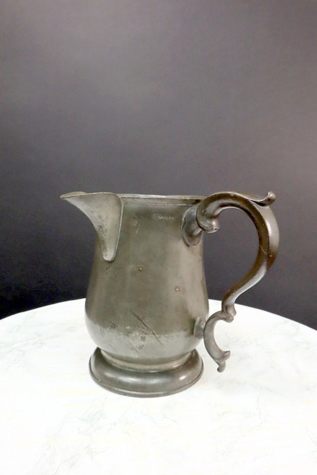 Antique Pewter Pitcher Quart With Markings Etsy