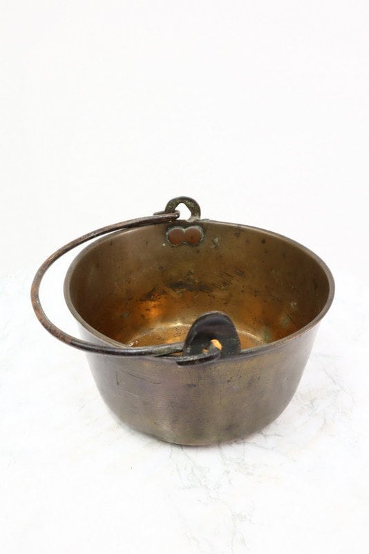 ANTIQUE BRASS TALL COOKING POT WITH TIN LINING - Velan Store