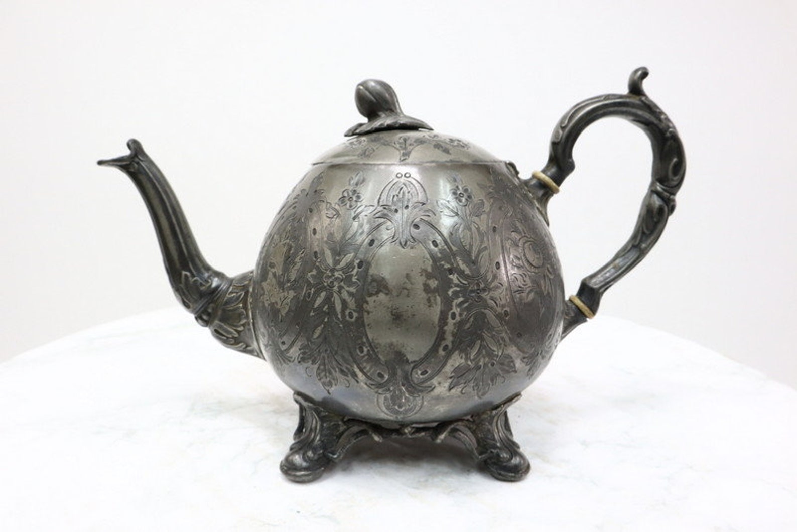 Antique Shaw & Fisher Sheffield Pewter Teapot. Etsy