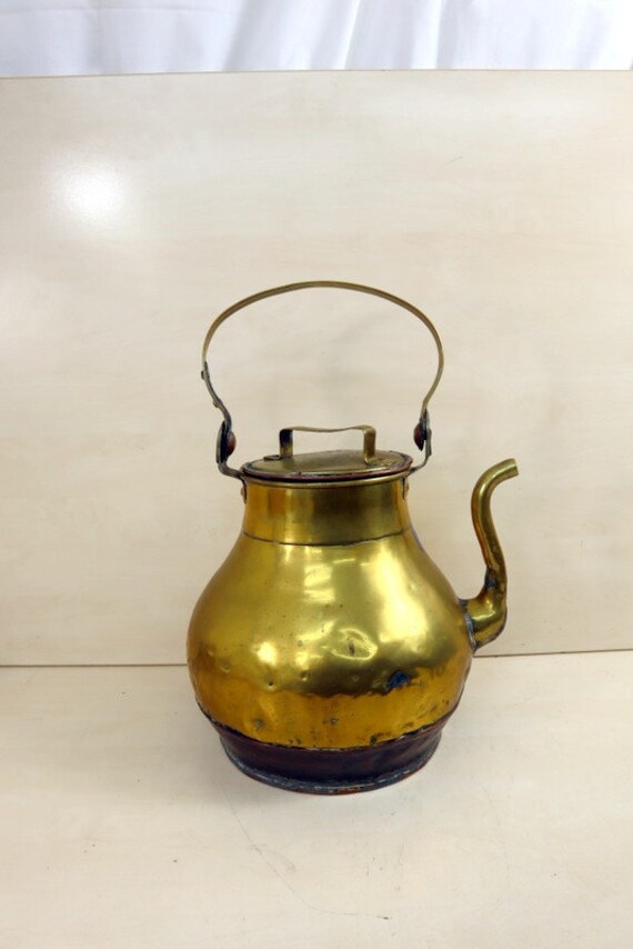 Antique large copper water kettle with spout and handle. Etsy