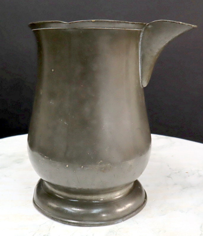 Antique pewter pitcher Quart with markings Etsy