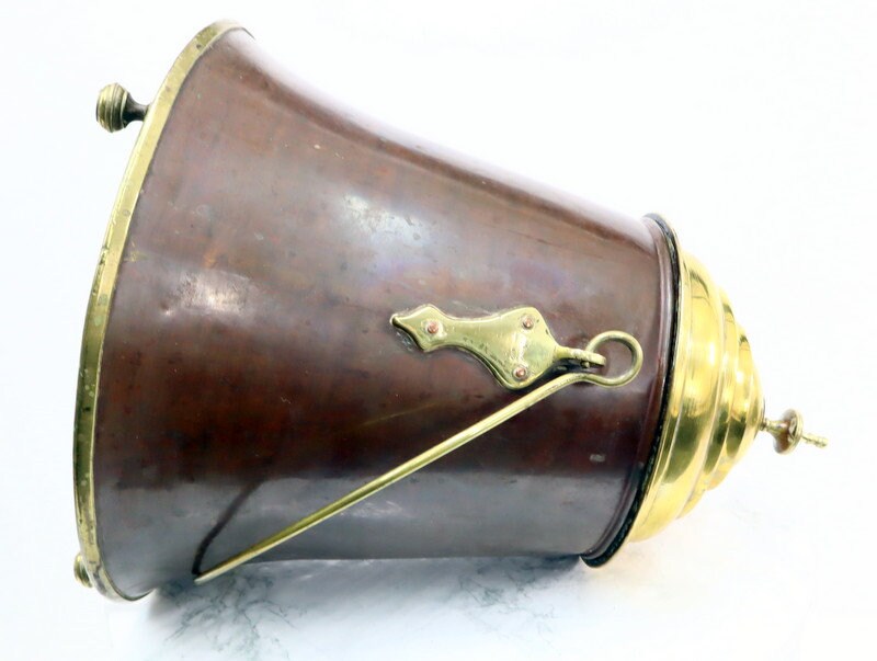 Original antique copper ash bucket with lid. Etsy