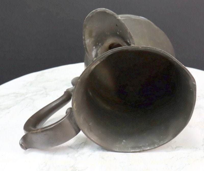 Antique pewter pitcher Quart with markings Etsy