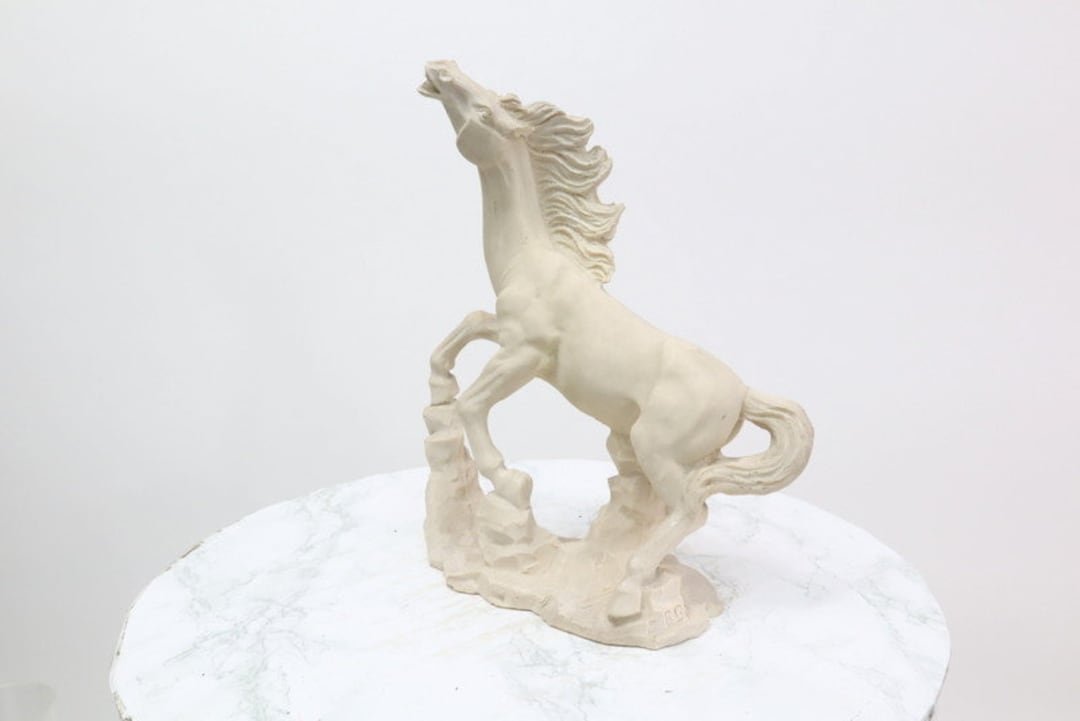 Vintage Resin Statue of a Rearing Horse Etsy