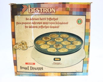 Vintage Bestron electric poffertjes pan in original packaging