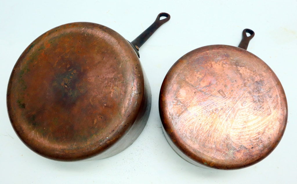 Comprar Juego de 2 sartenes de cobre hechas a mano, sartén gruesa de 16  cm-22 cm Sartén de cobre con asa para freír